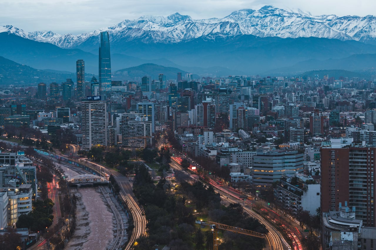 Santiago skyline with the Andes mountains in the background